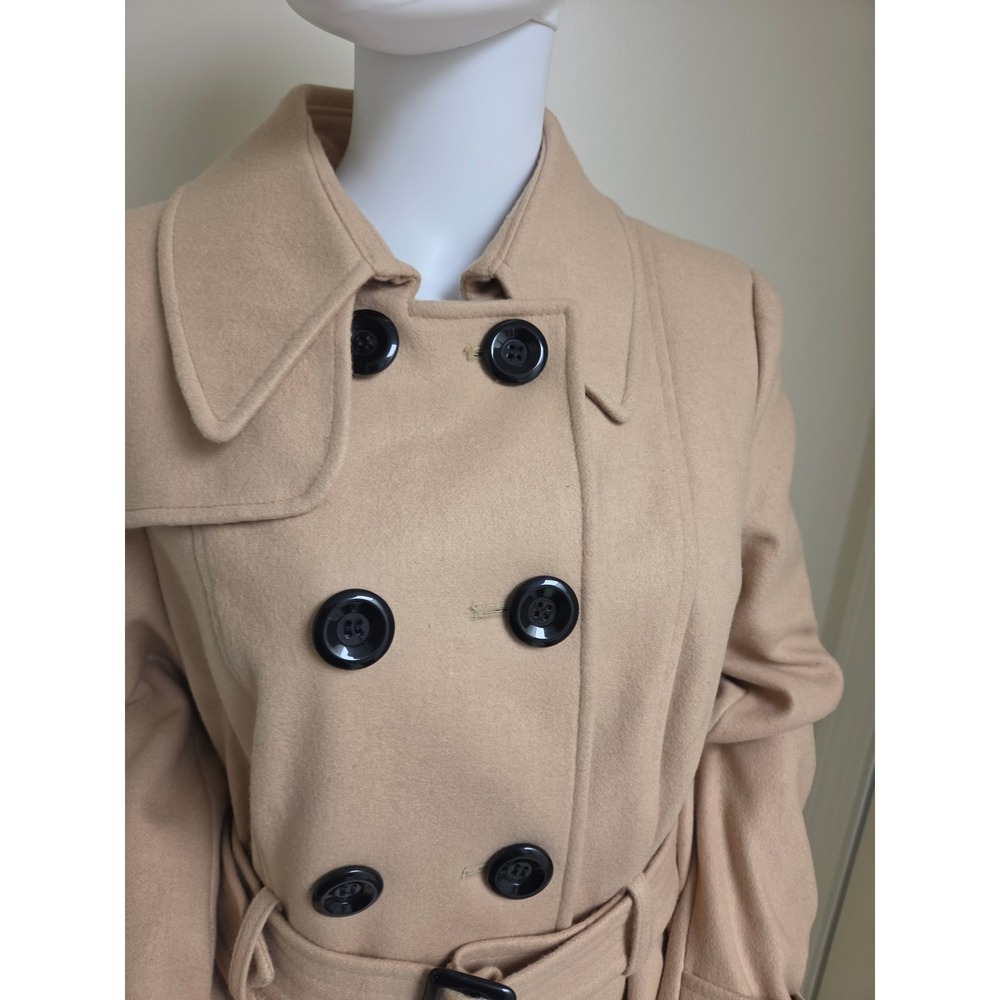 y2k Victorias Secret Wool Trench Coat Honey Beige Belted Double Breasted 12 - Picture 7 of 16